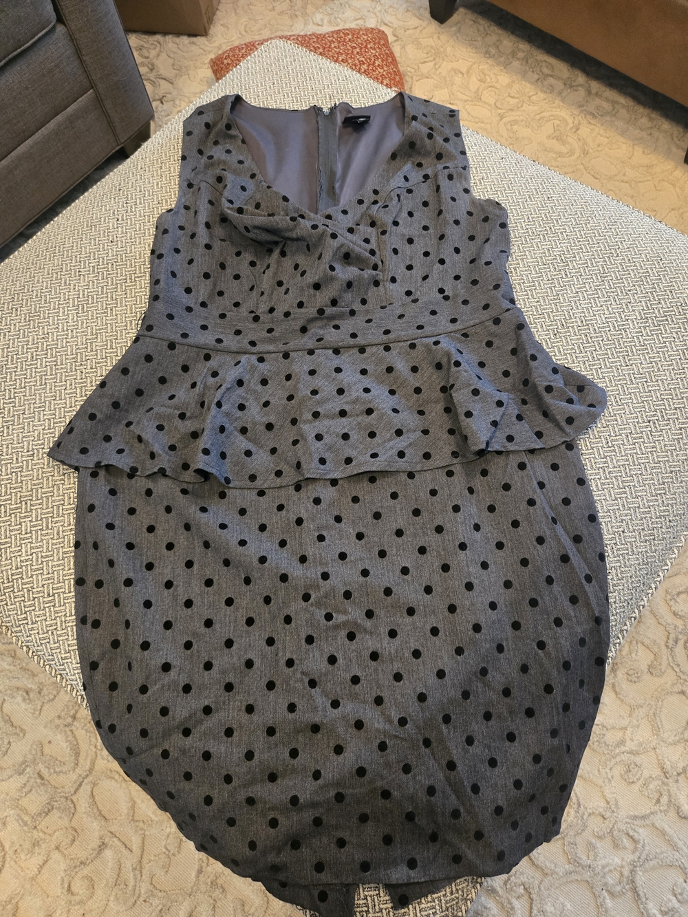 torrid Grey And Black Polka Dot Peplum Pencil Skirt Dress